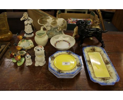 A Lladro model cow and pig together with a quantity of Beswick pheasants and various other decorative china