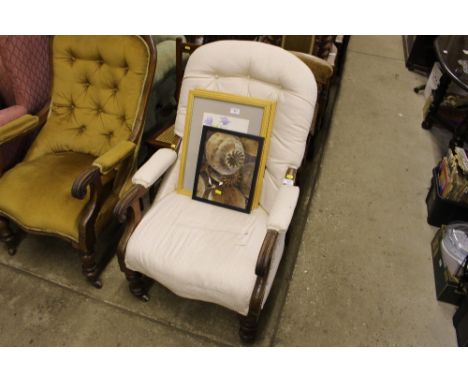 A Victorian mahogany button back armchair