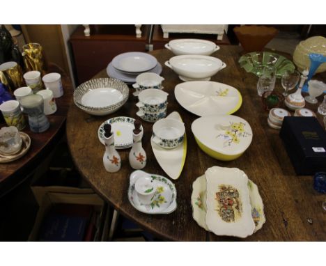 A Cartonware hors d' oeuvres dish; two Royal Worcester 'Astley' patterner vinegar bottles and various dinnerware