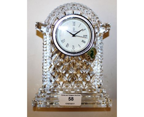 A Waterford crystal glass mantel clock with original box