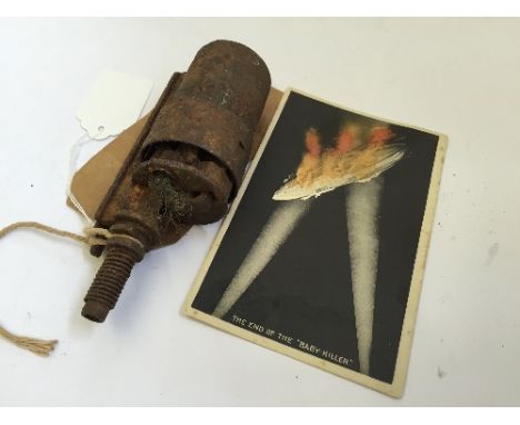 WWI L/3 Zeppelin Electrical Component, together with a Valentine's postcard 'The End of The Baby-Killer' featuring a Zeppelin