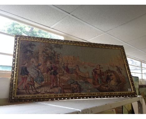 A gilt framed tapestry: Venetian Scene.