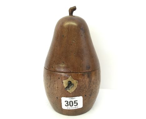 A small wooden tea caddy modelled as a Pear.