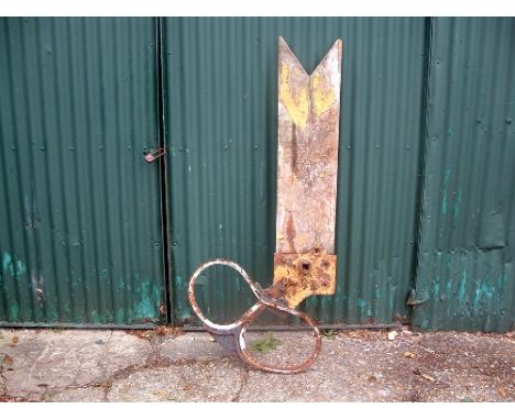 A wooden Distant Signal Arm, metal bracket and lens holders. For restoration.