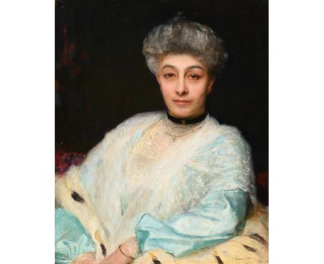GEORGE SPENCER WATSON  (BRITISH 1869-1934) PORTRAIT OF A LADY Oil on canvas Signed (lower right) 59 x 56cm (23 x 22 in.) 
