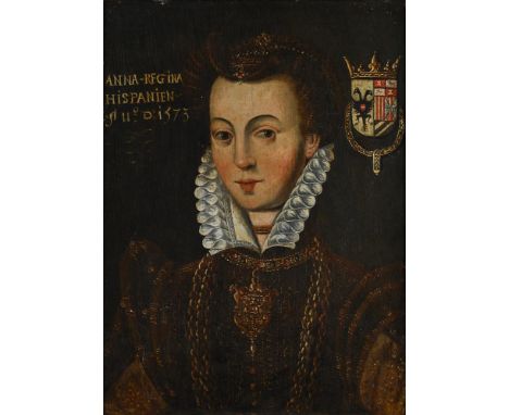 FOLLOWER OF ALONSO SANCHEZ COELLO PORTRAIT OF ANNA OF AUSTRIA (1549 - 1580), QUEEN OF SPAIN Oil on panel Inscribed 'ANNA REGI