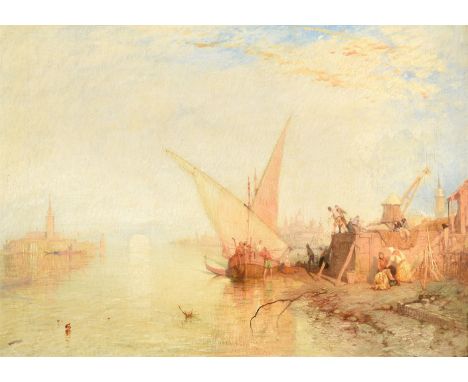 JAMES BAKER PYNE (BRITISH 1800-1870) MOONRISE AT VENICE Oil on canvas Signed, dated '1849' and numbered 'No. 272' (lower righ