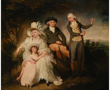 HENRY SINGLETON (BRITISH 1766-1839)  FAMILY FISHING PORTRAIT Oil on canvas 61 x 73cm (24 x 28½ in.)Provenance: Michael Leslie