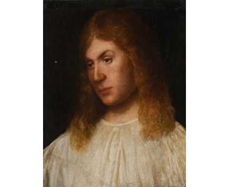 MANNER OF GIOVANNI CARIANI PORTRAIT OF A YOUNG MAN IN A WHITE CHEMIE Oil on canvas 47 x 36cm (18½ x 14 in.)   Condition Repor