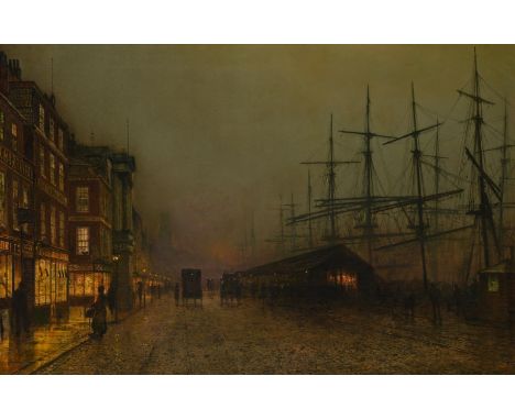 JOHN ATKINSON GRIMSHAW (BRITISH 1836-1893) GLASGOW DOCKS Oil on canvas Signed and dated `1887+' (lower right) 58 x 88cm (22¾ 