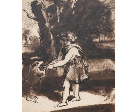 SIR JOSHUA REYNOLDS (ENGLISH 1723-1792) PREPARATORY SKETCH FOR THE PORTRAIT OF THE HON JOHN TUFTON Graphite and wash. 19 x 15