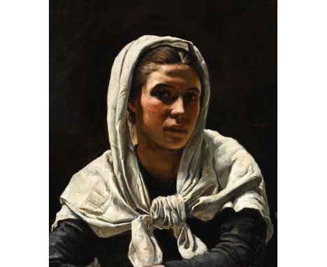 FRANK BRAMLEY (BRITISH 1857 - 1915) PORTRAIT OF A YOUNG BRETON WOMAN Oil on canvas 61 x 51cm (24 x 20 in.) Provenance: Sale, 