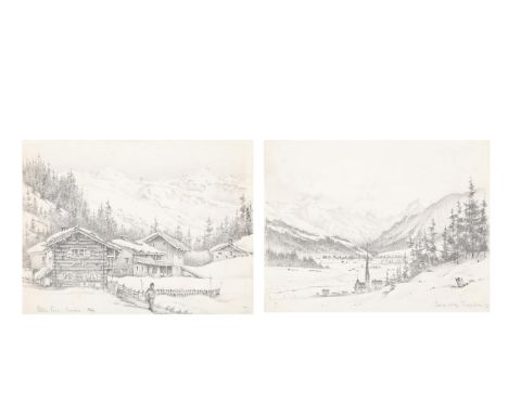 EDWARD ADRIAN WILSON (BRITISH 1872-1912) TWO VIEWS OF DAVOS, SWITZERLAND (1899) Pencil One inscribed and dated 'Flüela Pass. 