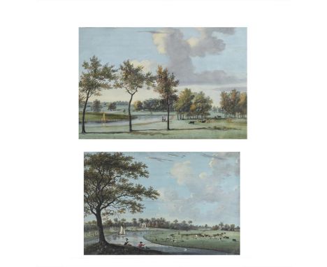 ADAM CALLANDER (ENGLISH FL. 1780-1811) TWO VIEWS FROM ROOK'S NEST, SURREY Gouache One signed and dated '1783' (lower right), 