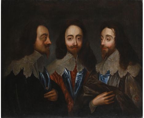 AFTER SIR ANTHONY VAN DYCK TRIPLE PORTRAIT OF CHARLES I  Oil on canvas 90 x 110cm (35¼ x 43¼ in.) UnframedAfter the original 