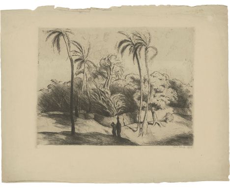 Orlik, Emil -- Ägyptenreise3 Radierungen auf verschiedenen Papieren. 1912-15.Bis 46 x 59 cm (Blattgröße).2 Bl. signiert "Orli