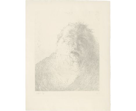 Janssen, Horst -- Selbst elegischRadierung auf Velin. 1965.48 x 39,5 cm (64,7 x 50 cm). Signiert "Janssen", datiert und gewid