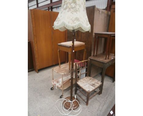 wooden standard lamp