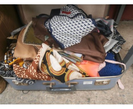 vintage suitcase & silk scarf contents