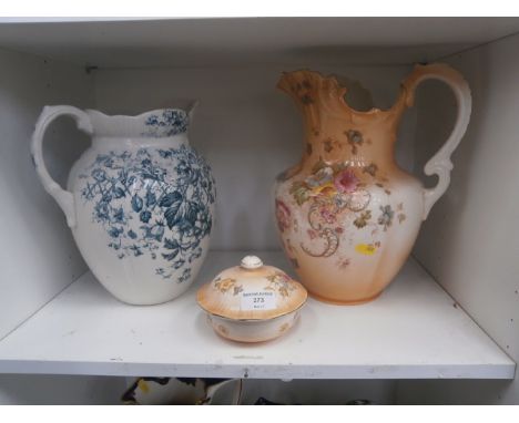 2 large ceramic jugs & trinket pot