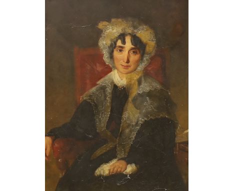 Attributed to John Prescott Knight, RA, B(1803-1881), oil on board, Portrait of Sarah, daughter of Francis Light (founder of 