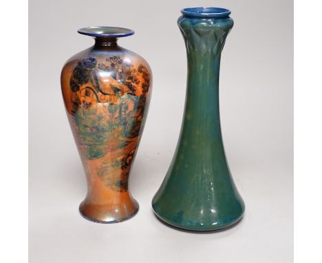 A Royal Worcester Sabrina ware vase and a Shelley printed flambe vase, tallest 28cm