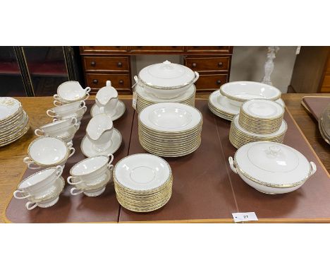 A Royal Worcester 'Francesca' porcelain dinner service, settings for twelve