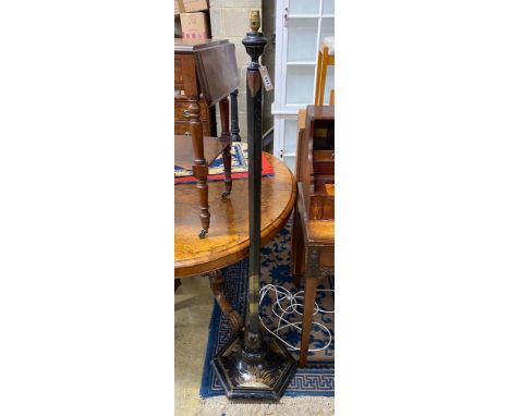 A 1920's chinoiserie lacquer standard lamp, height 150cm