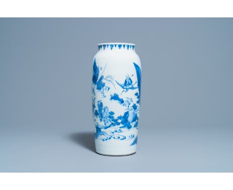 Full title: A Chinese blue and white 'Immortals' vase, Transitional periodDescription: H.: 37 cm