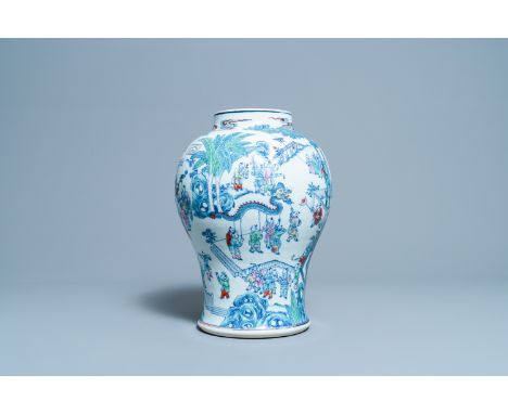 Full title: A Chinese doucai '100 boys' vase, Yongzheng/QianlongDescription: H.: 37 cm (the vase) H.: 46 cm (incl. cover)