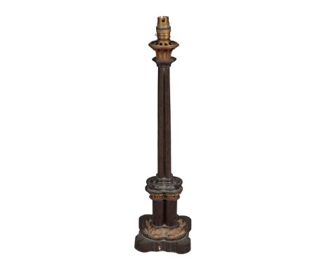 A BRONZE AND GILT-METAL MOUNTED COLUMNAR TABLE LAMP 19th century, 50cm high to the bottom of the electrical fitmentsProperty 