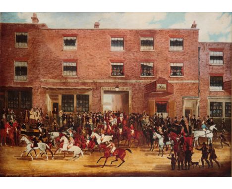 FIDELIS: A REPRODUCTION AFTER  JAMES POLLARD (1792-1867), 'THE GREAT ST.ALBANS STEEPLECHASE' copied by Elizabeth Petrie, colo