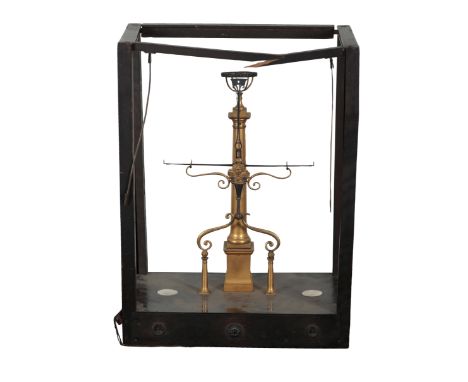 A SET OF LOUIS XVI ORMOLU SCALES late 18th Century, the column set to top with revolving armillary within a silvered chapter 