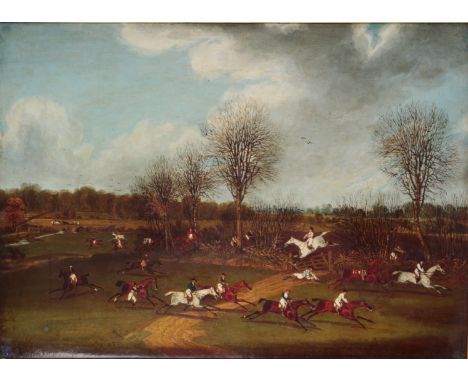 FIDELIS: A REPRODUCTION AFTER  JAMES POLLARD (1797-1867) - 'THE GREAT ST. ALBAN'S STEEPLECHASE' copied by Theresa Jordan, col