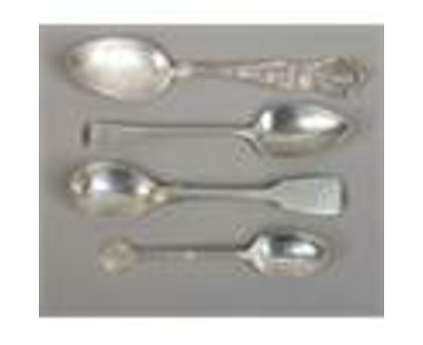 Four Silver spoons including a Celtic, Baltmore collectors and Georgian example, assayed Newcastle 1816, 83 grams.