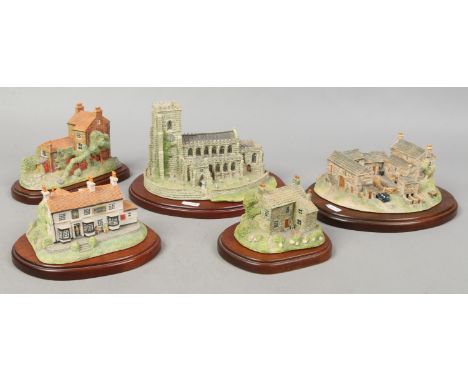Four Border Fine Arts composite models of buildings from James Herriots Yorkshire collection, along with a Border Fine Arts c