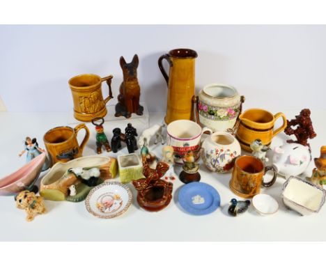A collection of ceramics and other to include Sadler, Wade, Hornsea, Wedgwood, Beswick grey foal and other. [W]

NOTE: IN HOU
