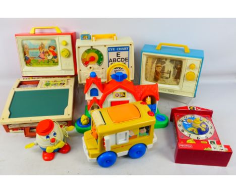 Fisher Price - A collection of unboxed Fisher Price children's toys, including A Wind-Up TV; School Desk; Humpty Dumpty and s