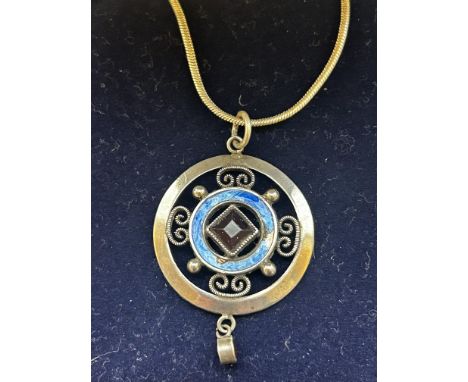 Boxed silver and enamel vintage necklaces 