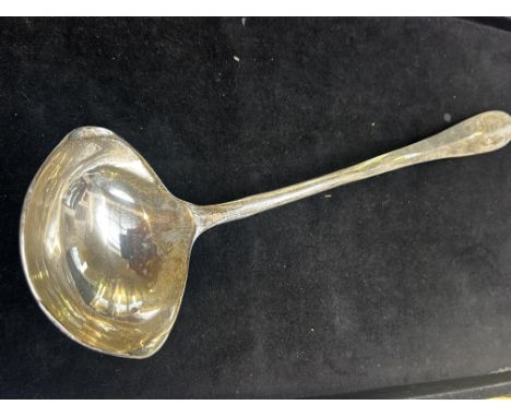 Early white metal ladle with rats tail design, total weight 331grams