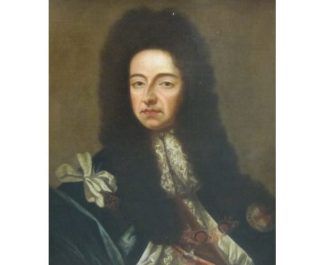 MANNER OF SIR GODFREY KNELLER. Portrait of William III (of Orange), quarter-length, wearing robes, oil on canvas, 30 x 25 in 
