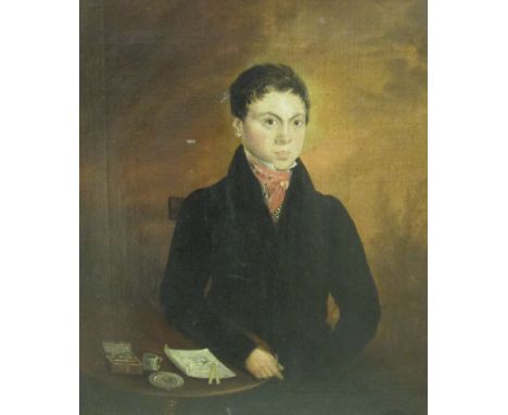 ENGLISH SCHOOL CIRCA 1810. Portrait of Richard Hickman,(d 1834 Bilston, Staffordshire) seated three-quarter length, at a tabl