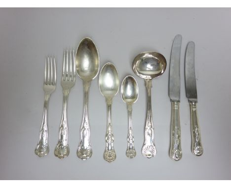 A quantity of kings pattern Cutlery by Gorham, etc. viz: 7 large forks, 8 small forks, 9 large knives, 7 small knives, 4 tabl