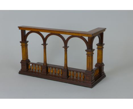 An inlaid architectural Model having arches and balustrades, 15 1/2in, possibly a bookstand