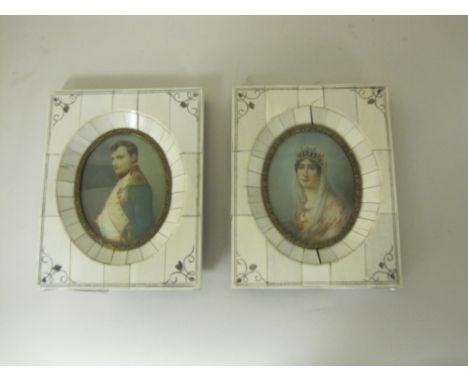 CONTINENTAL SCHOOL. Portrait miniatures of Napoleon Bonaparte and Josephine de Beauharnais, oval, both bear signatures 'Dupre