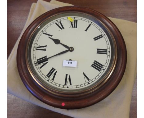 A 19th Century mahogany cased circular Wall Clock with white enamel dial and spring driven movement, 16in