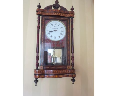 A Victorian walnut cased Wall Clock with white enamel dial inscribed Kay, Worcester