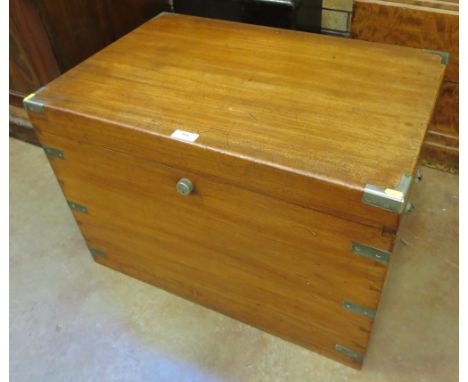 A brass bound camphor wood campaign Trunk fitted three internal trays, 2ft 6in W x 1ft 10in D
