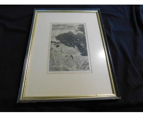CLARE HARRISON, signed print, waterfall with various deshabille figures caught in the downsurge, signed in pencil, approx 300