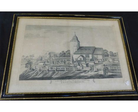 A SOUTH VIEW OF THE CHURCH OF ST PANCRAS IN THE COUNTY OF MIDDLESEX, engraved print pub Francis West, circa 1830, approx 250 